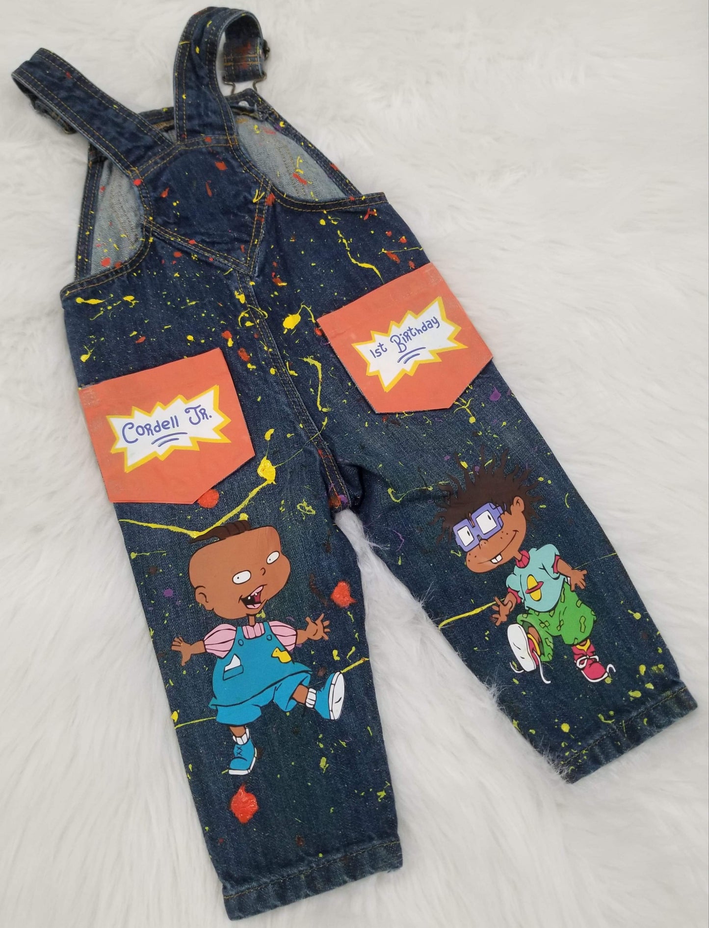 Custom Distressed Denim Overall Set