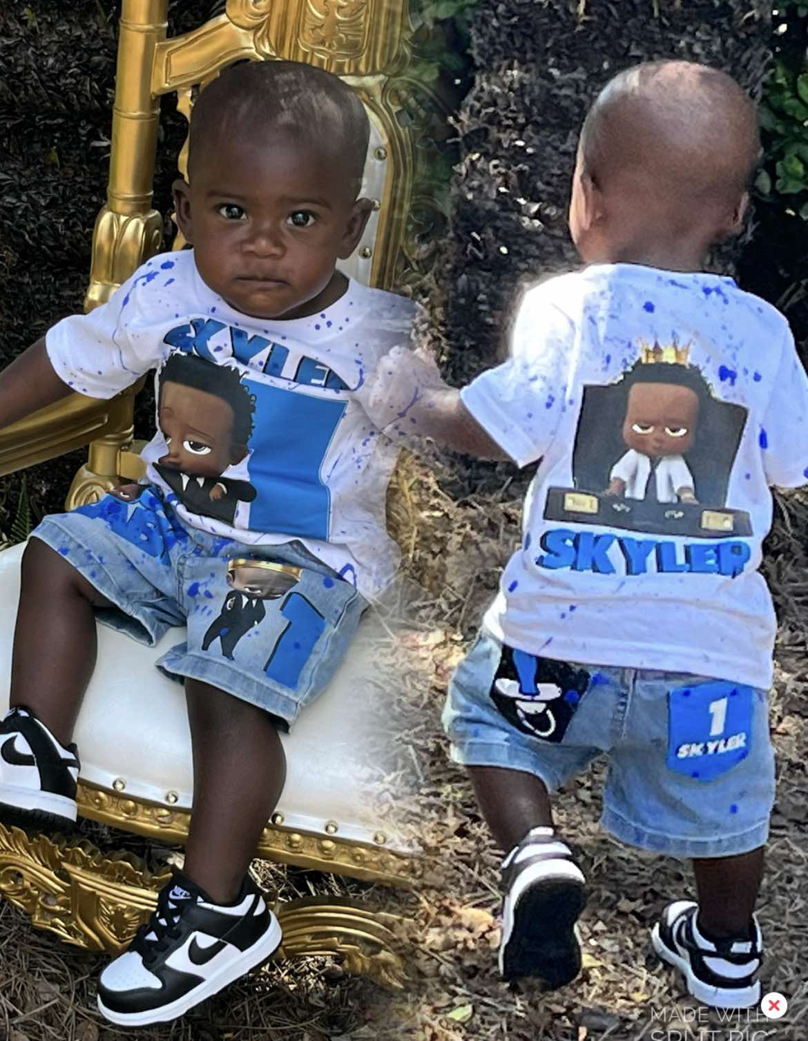 Distressed Denim Short Set