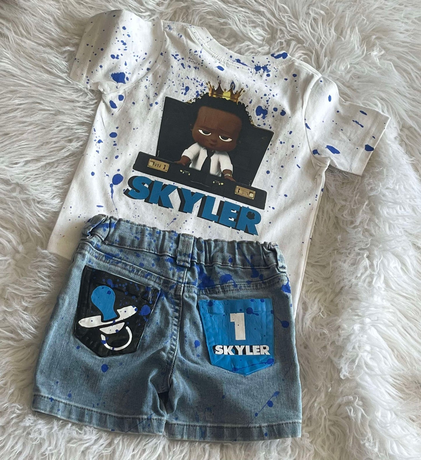 Distressed Denim Short Set