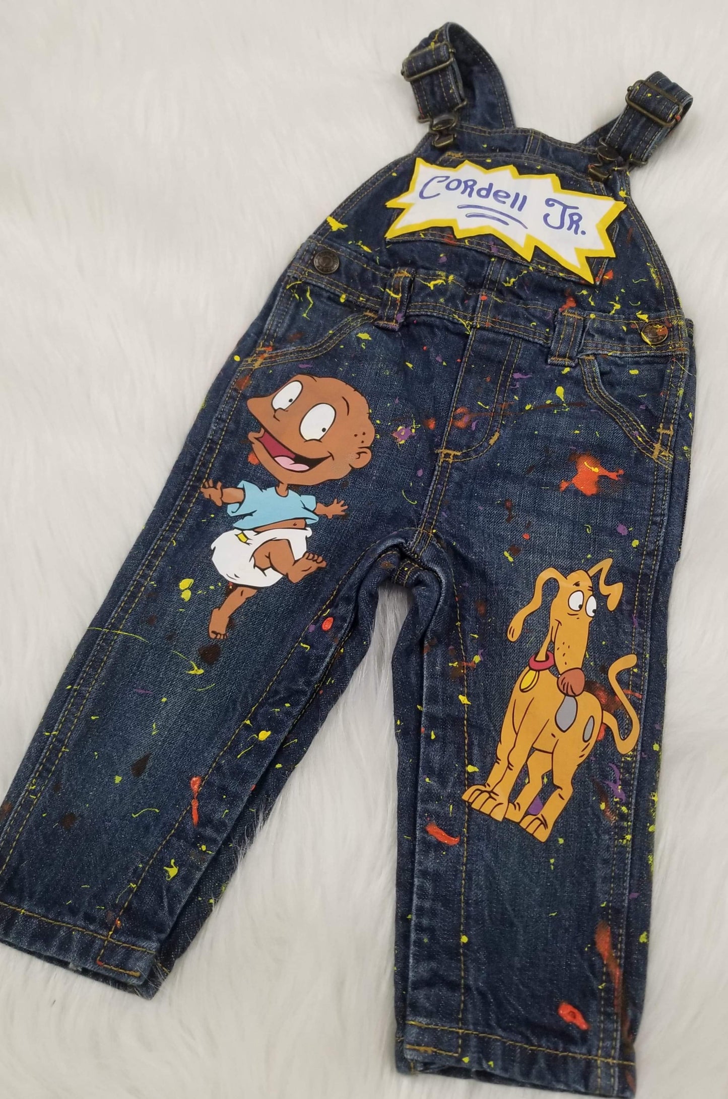 Custom Distressed Denim Overall Set