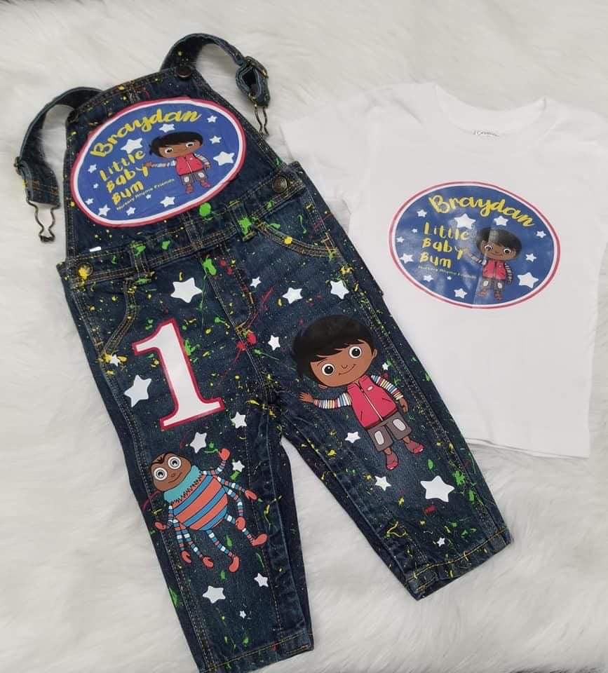 Custom Distressed Denim Overall Set