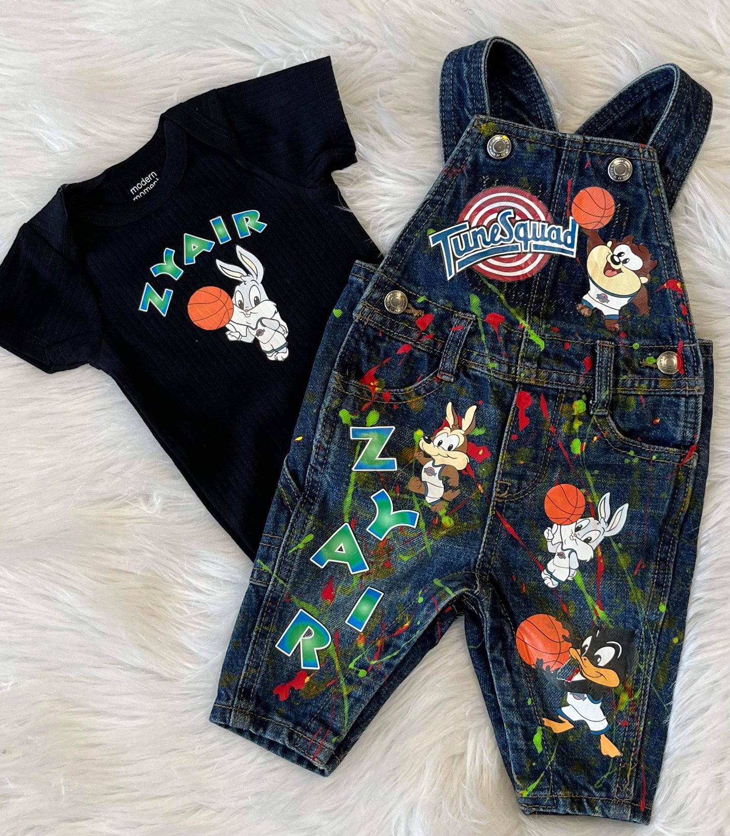 Custom Distressed Denim Overall Set