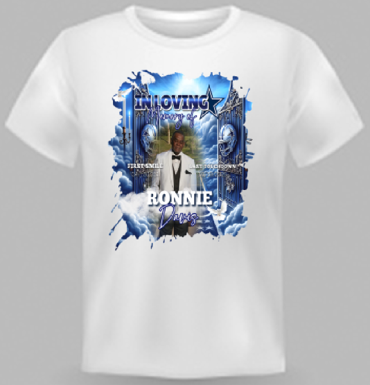 Custom Memorial Center Print T-Shirt (Ronnie Davis)