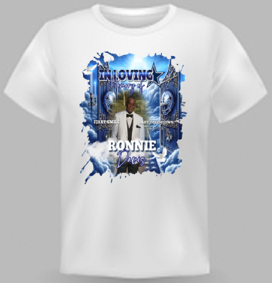 Custom Memorial Center Print T-Shirt (Ronnie Davis)