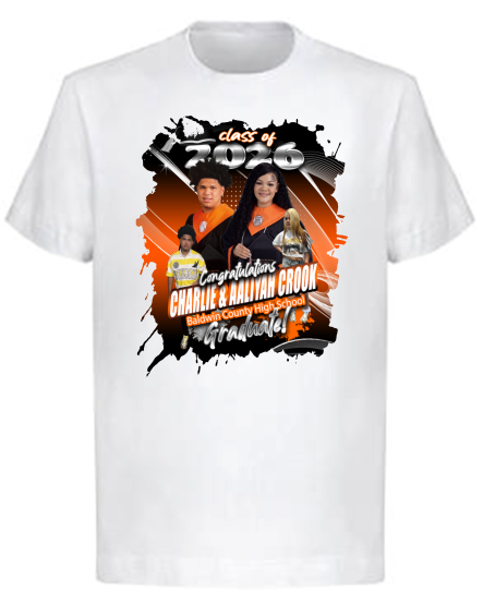 (Charlie & Aaliyah Crook) Graduation Center Print T-Shirt