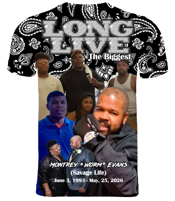 3d All Over Print Memorial T-Shirt (Montrey "Worm" Evans)