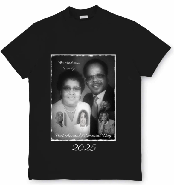 Custom Memorial Center Print T-Shirt (Anderson Family)