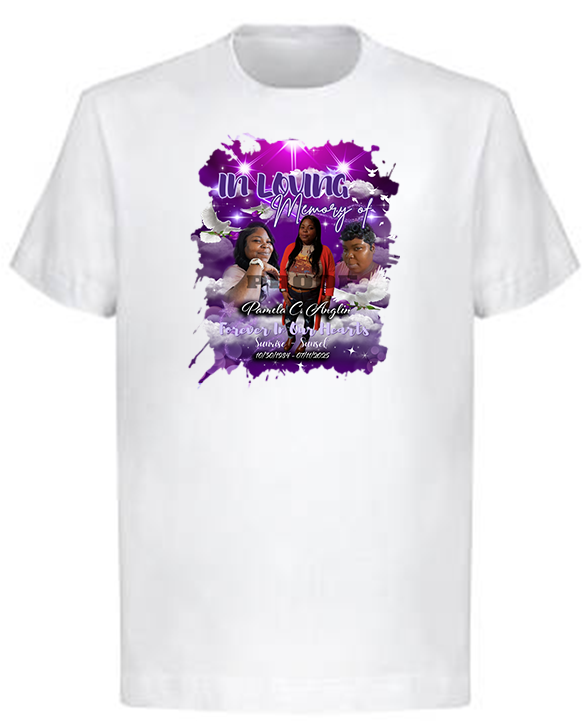 Custom Memorial Center Print T-Shirt (Pamela C. Anglin)