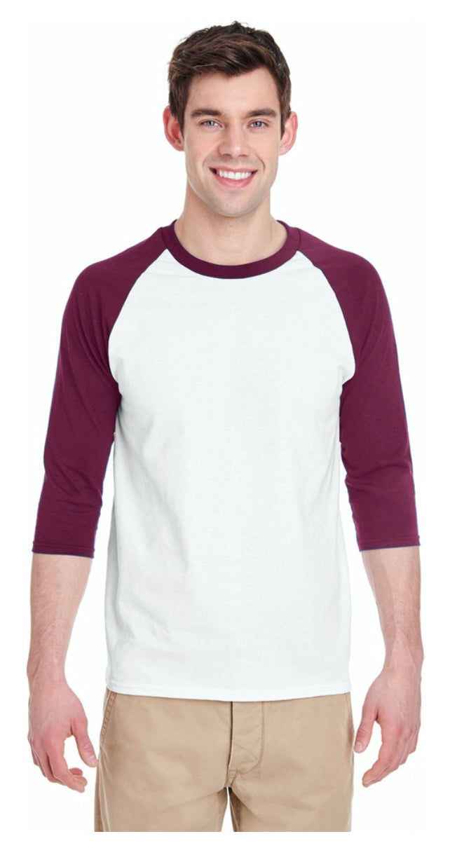 Maroon & White Adult Baseball T-Shirt