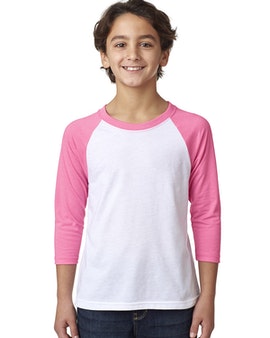 Hot Pink & White Youth Baseball T-Shirt