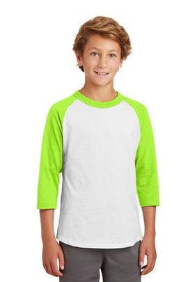 Lime Shock & White Youth Baseball T-Shirt