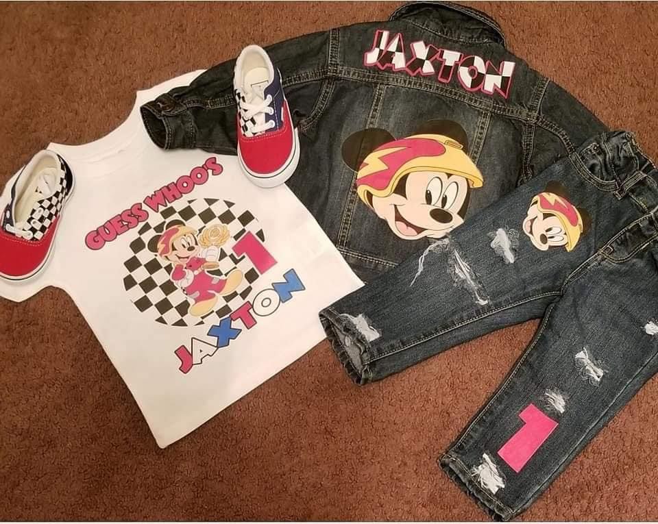 Custom Distressed Denim Jacket Set