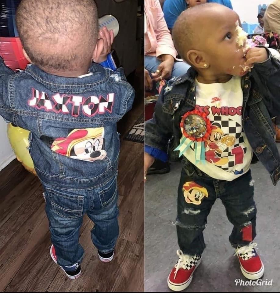 Custom Distressed Denim Jacket Set