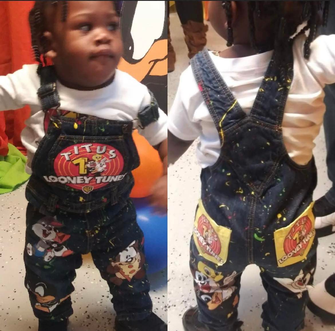 Custom Distressed Denim Overall Set