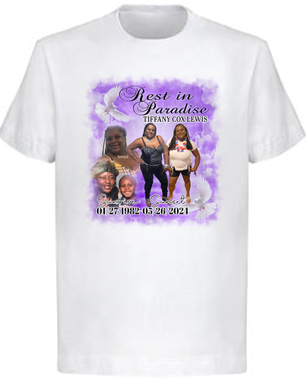 Tiffany Cox Lewis Center Print Memorial T-Shirt