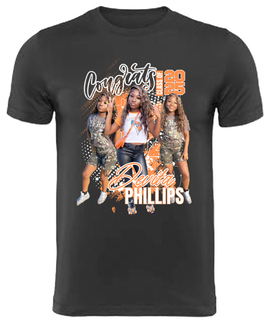 (Devita Phillips) Graduation Center Print T-Shirt