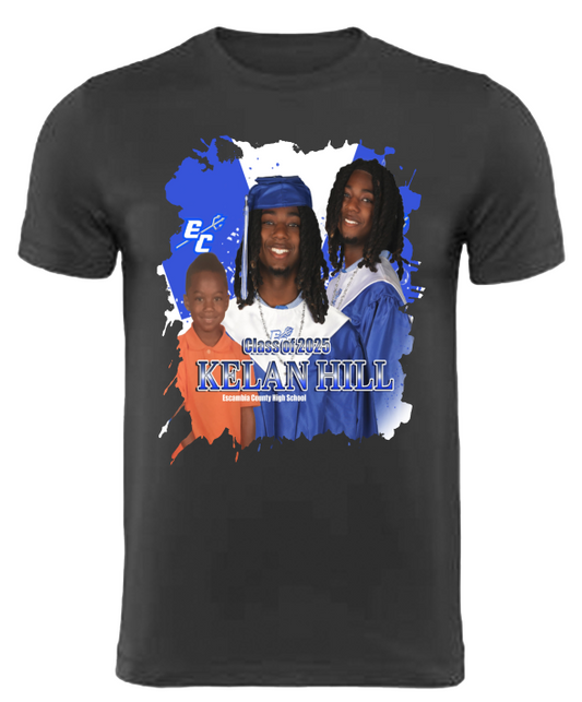 (Kelan Hill) Graduation Center Print T-Shirt