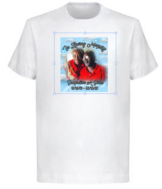 Custom Memorial Center Print T-Shirt (Jacqueline A Jones)