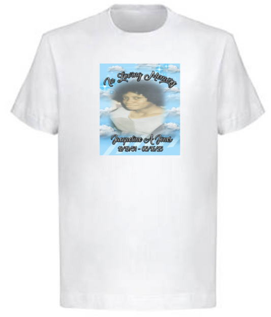 Custom Memorial Center Print T-Shirt (Jacqueline A Jones)
