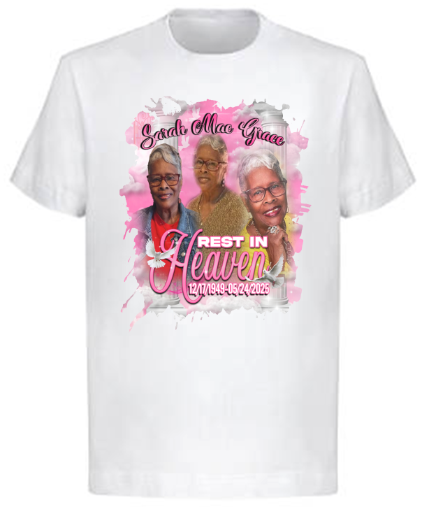 Custom Memorial Center Print T-Shirt (Sarah Grace)