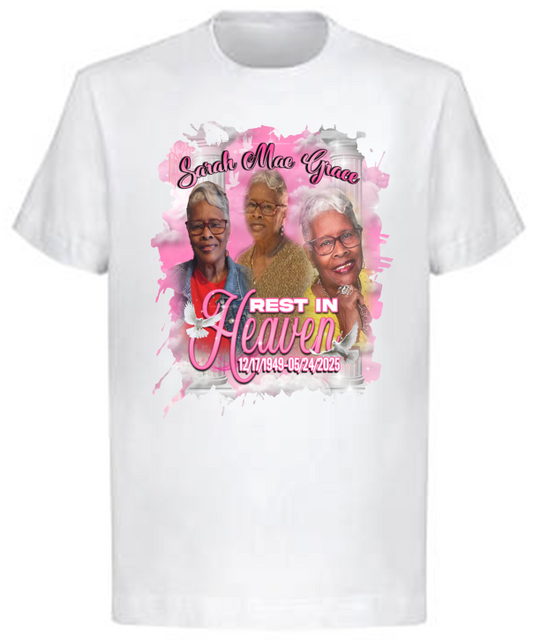 Custom Memorial Center Print T-Shirt (Sarah Grace)