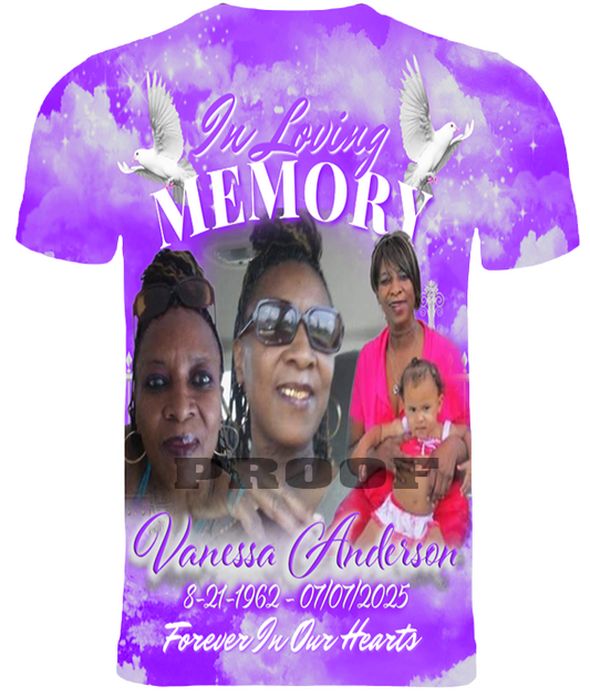 Custom Memorial 3D T-Shirt (Vanessa Anderson)