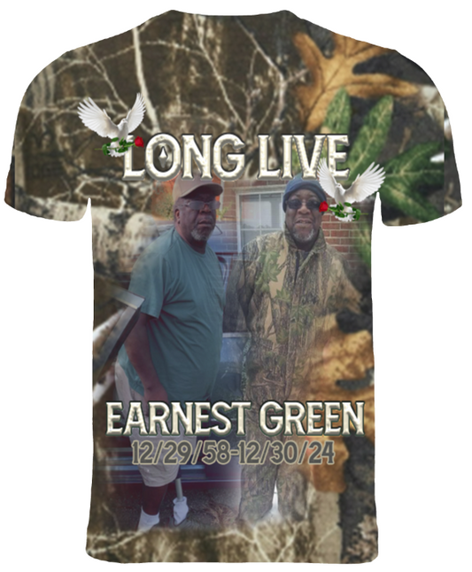 3d All Over Print Memorial T-Shirt (Earnest Green)