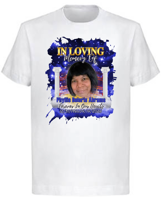 Custom Memorial Center Print T-Shirt (Phyllis Deloris Abrams)