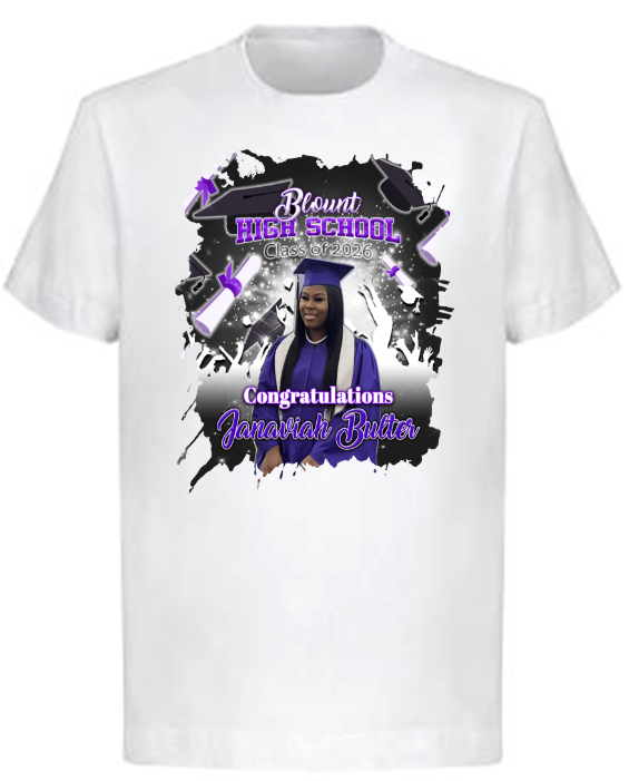 (Janaviah Bulter) Graduation Center Print T-Shirt