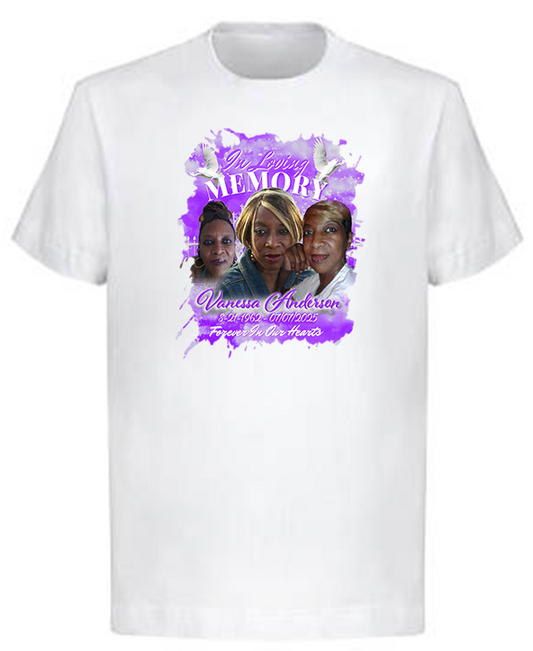 Custom Memorial Center Print T-Shirt (Vanessa Anderson)