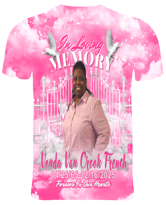 3d All Over Print Memorial T-Shirt (Vonda Van Crook French)