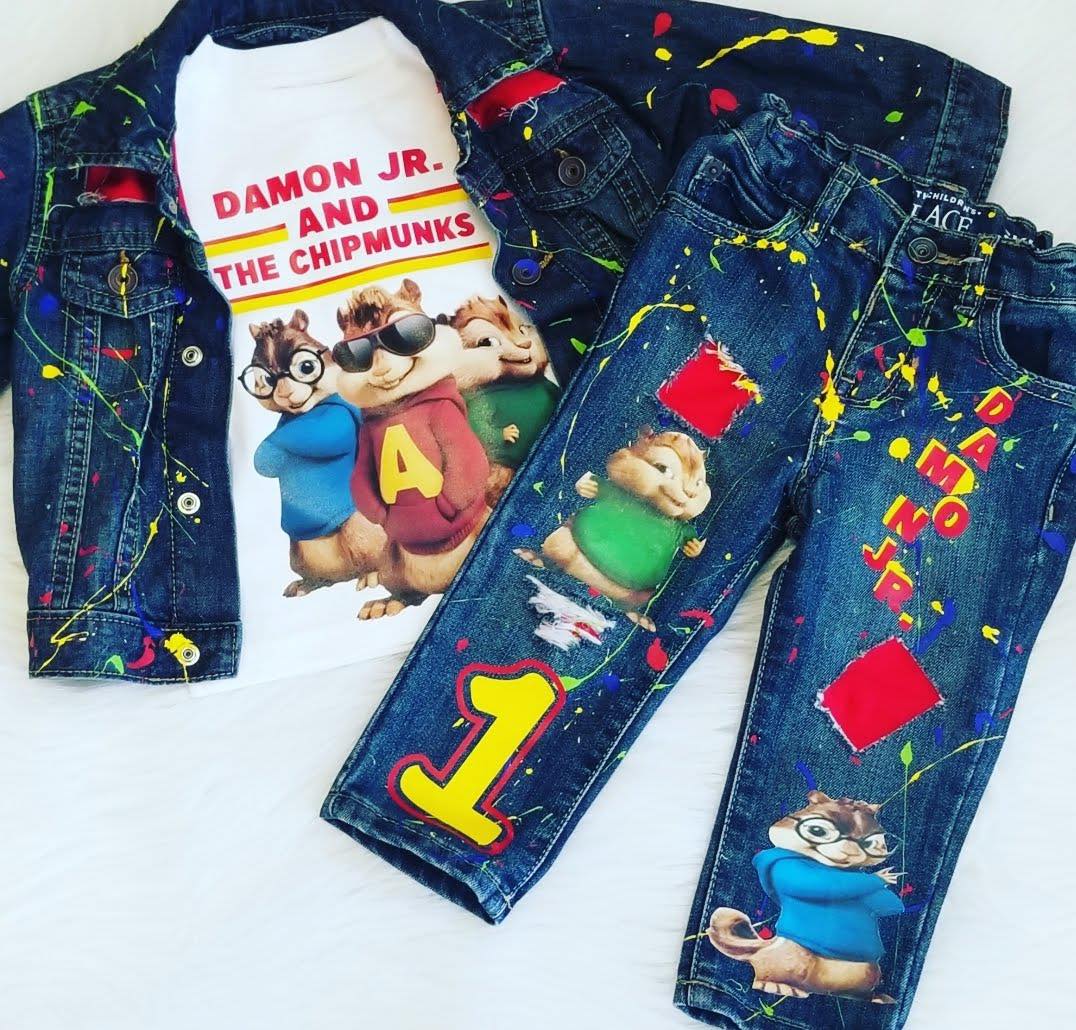 Custom Distressed Denim Jacket Set